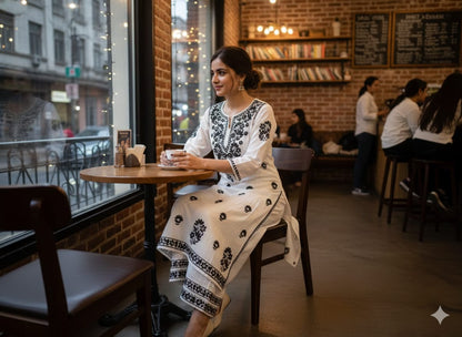 Rayon Cotton Chikan Embroidery Kurti & Plazo