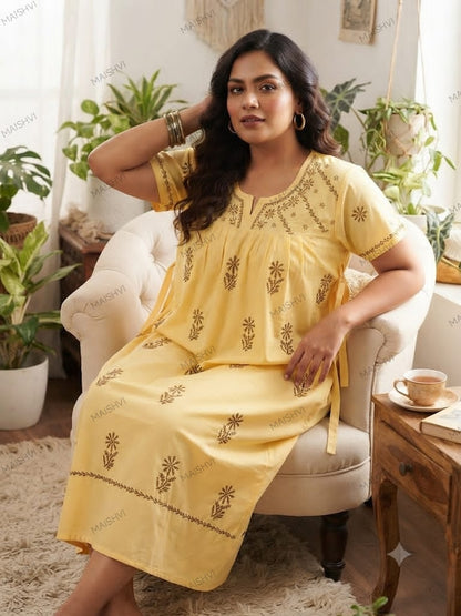 Plus Size Non-Transparent Cotton Nighty for Women | Comfortable Big Size Sleepwear