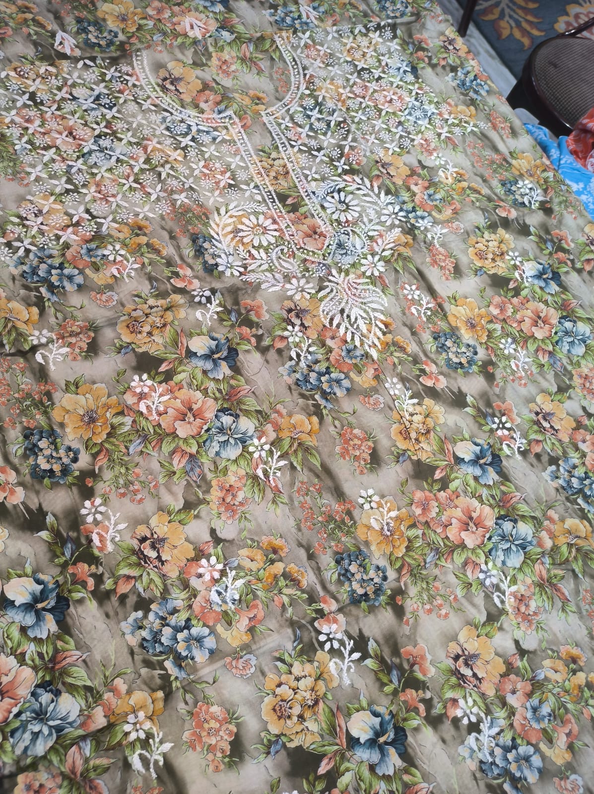 Beautiful Pure Printed Mul Mul Cotton with Fine Chikankari Work
