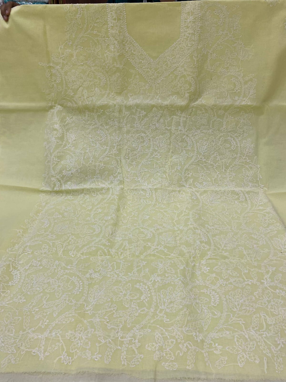 Pure Cotton 3 Pc Unstitched Suit with Front Jaal Chikankari & Cotton Dupatta