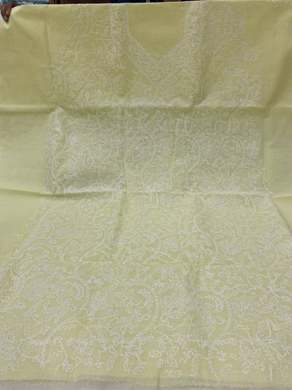 Pure Cotton 3 Pc Unstitched Suit with Front Jaal Chikankari & Cotton Dupatta