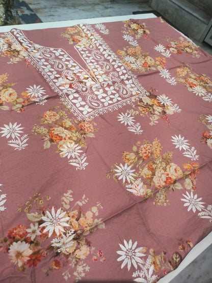 Beautiful Pure Printed Mul Mul Cotton with Fine Chikankari Work