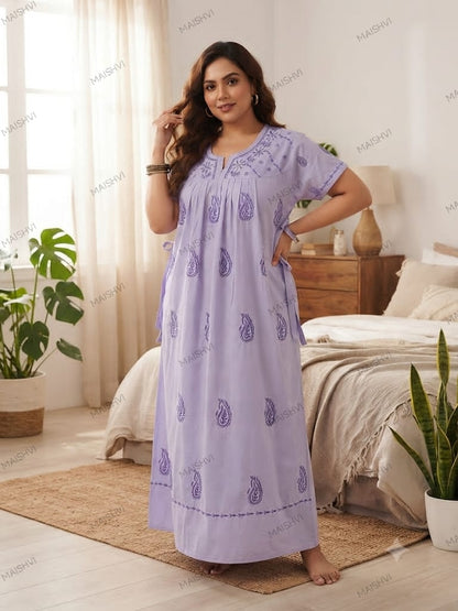 Plus Size Non-Transparent Cotton Nighty for Women | Comfortable Big Size Sleepwear
