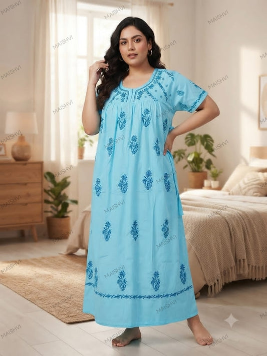 Plus Size Non-Transparent Cotton Nighty for Women | Comfortable Big Size Sleepwear