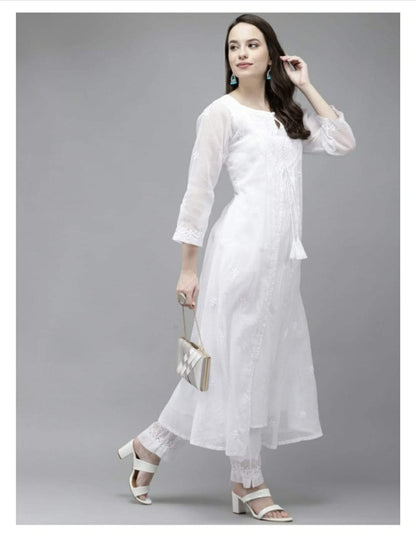 Dyeable Noor Jaha Fine Kota Kurti with Dori Pattern & Matching Kota Pant | Elegant Women's Ethnic Wear