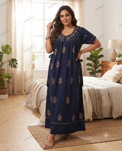 Plus Size Non-Transparent Cotton Nighty for Women | Comfortable Big Size Sleepwear