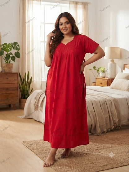 Plus Size Non-Transparent Cotton Nighty for Women | Comfortable Big Size Sleepwear