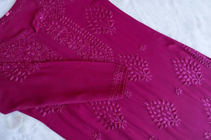 Viscose dyeable 3d work kurti set