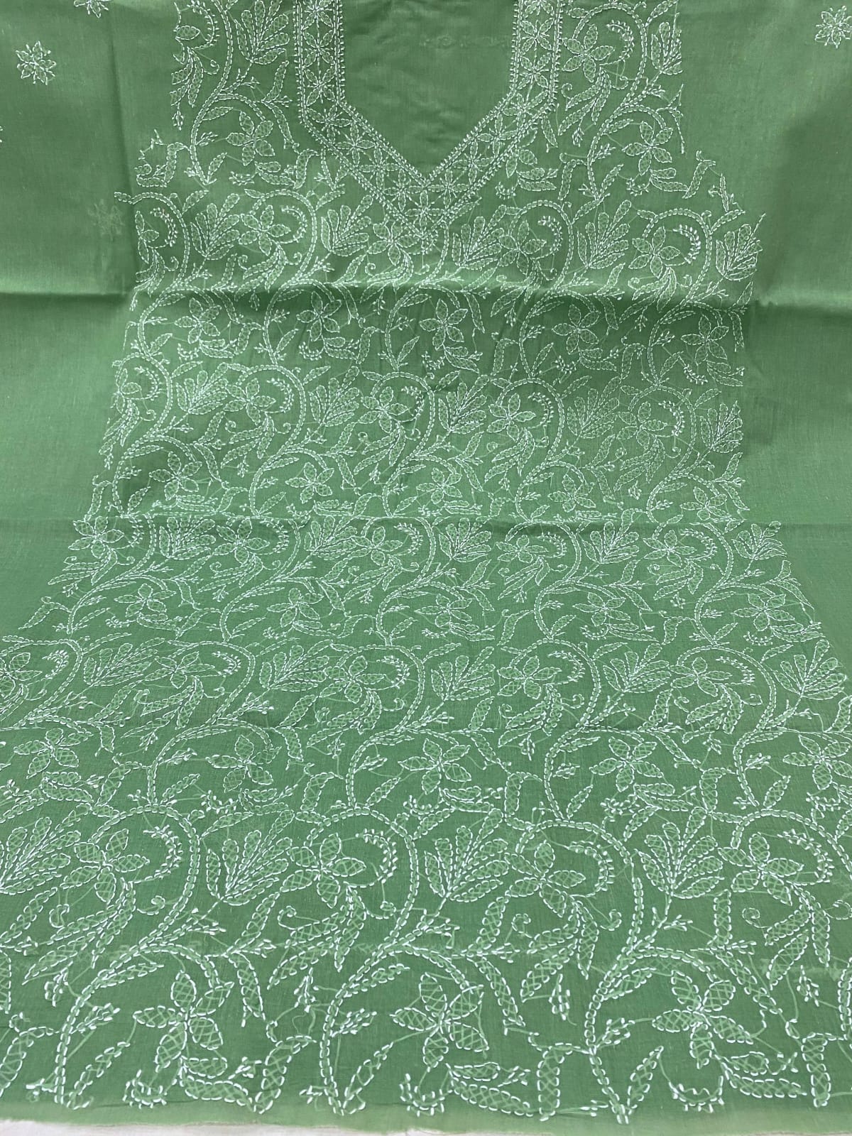 Pure Cotton 3 Pc Unstitched Suit with Front Jaal Chikankari & Cotton Dupatta