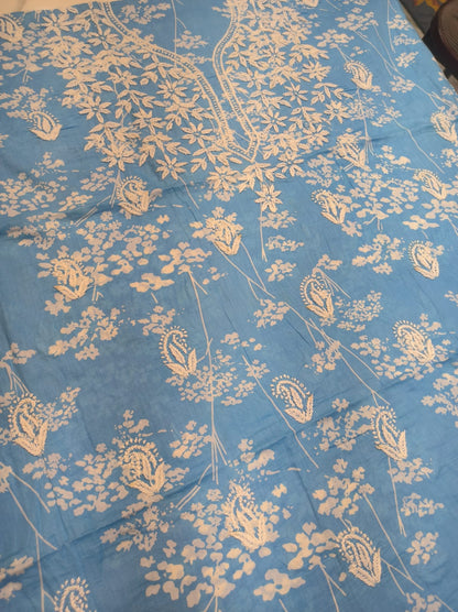 Beautiful Pure Printed Mul Mul Cotton with Fine Chikankari Work