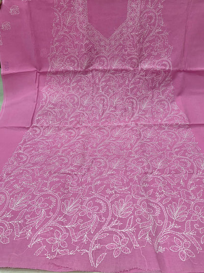 Pure Cotton 3 Pc Unstitched Suit with Front Jaal Chikankari & Cotton Dupatta