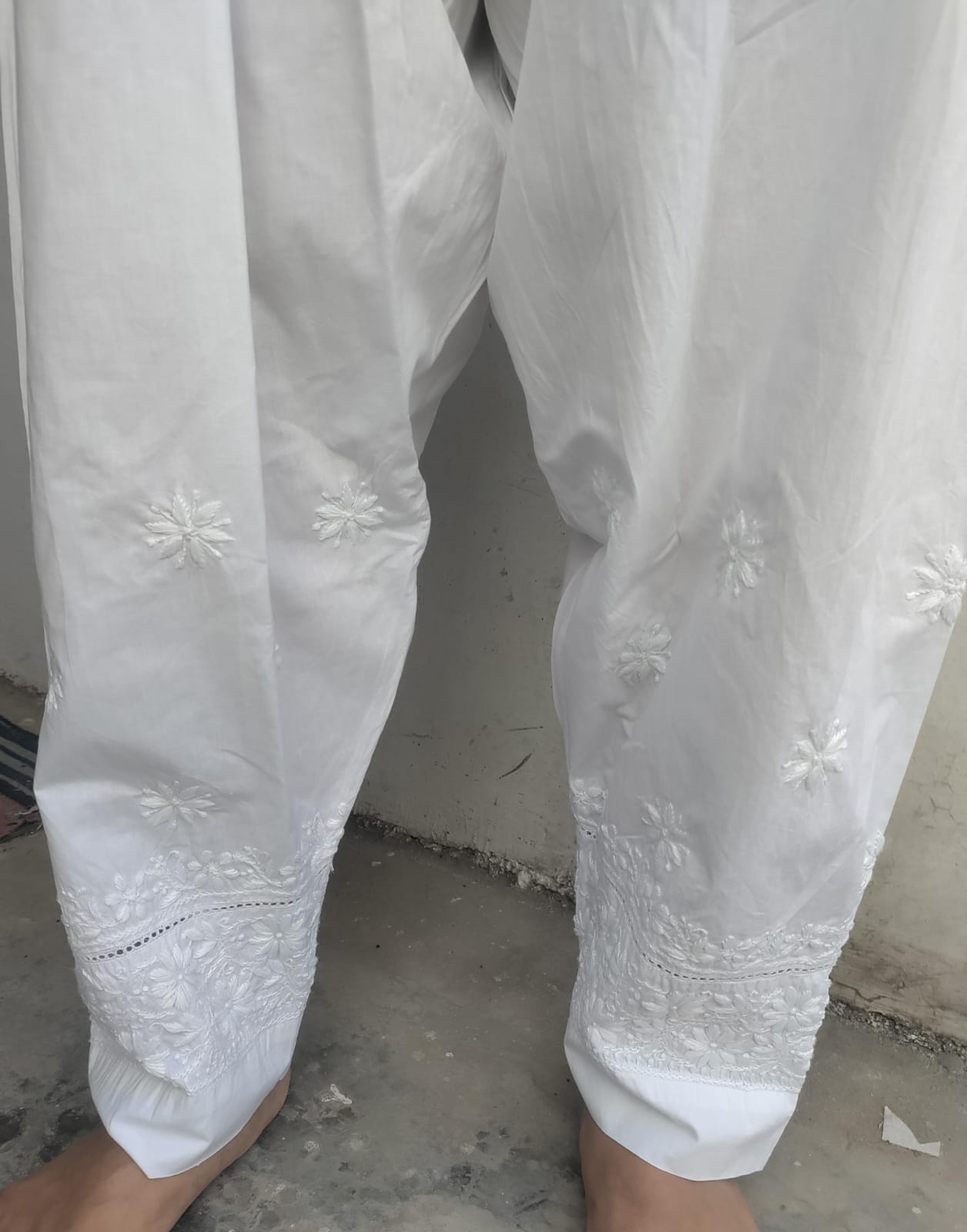 Hand Embroidered Lucknowi Chikankari Pure Cotton Salwar for Women | Dyeable Ethnic Bottom Wear