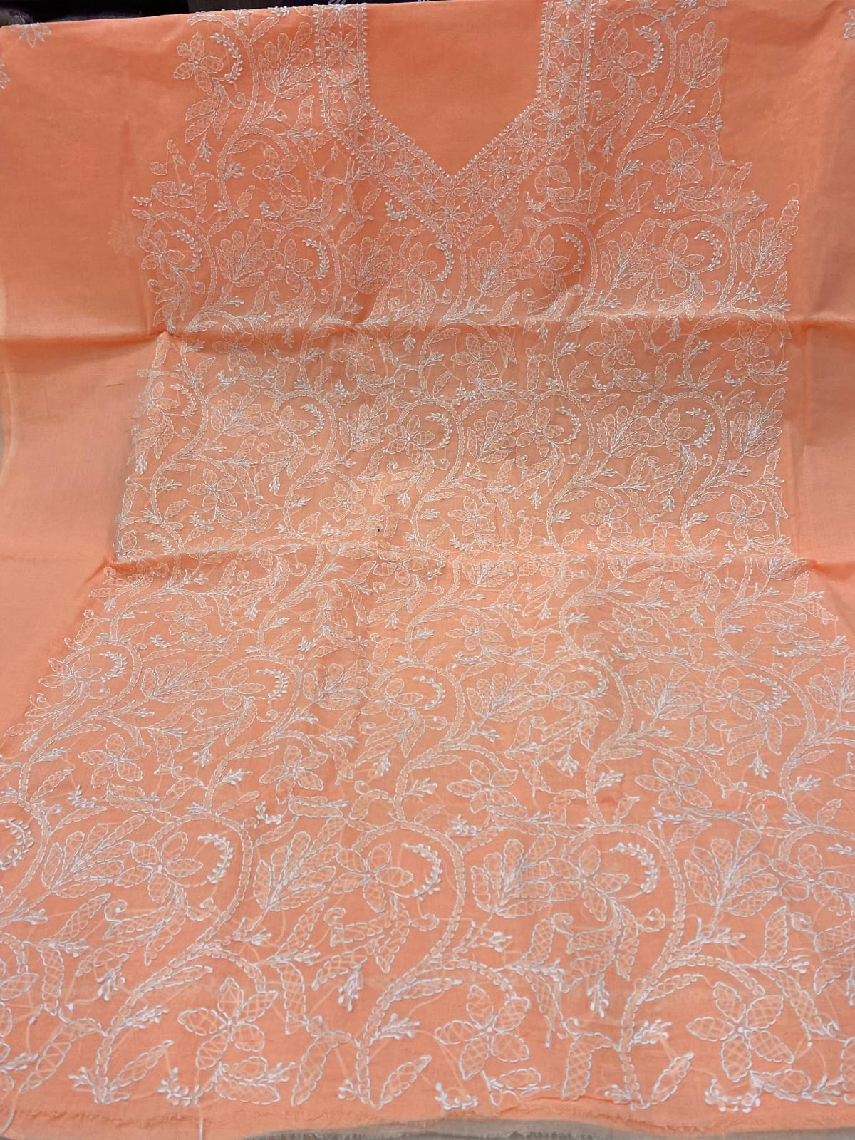 Pure Cotton 3 Pc Unstitched Suit with Front Jaal Chikankari & Cotton Dupatta
