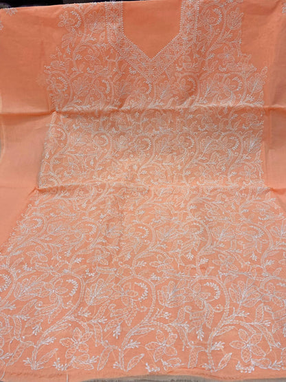 Pure Cotton 3 Pc Unstitched Suit with Front Jaal Chikankari & Cotton Dupatta