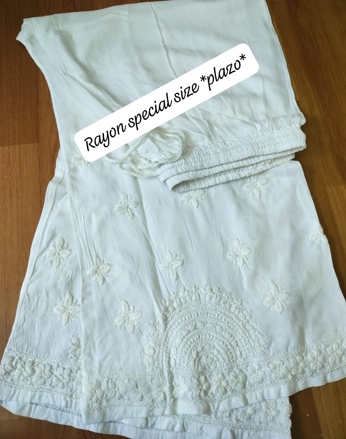 White Chikankari Bottoms for Women Plus Size Ethnic Pants