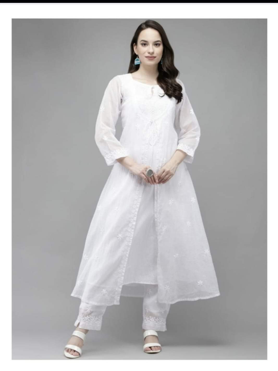 Dyeable Noor Jaha Fine Kota Kurti with Dori Pattern & Matching Kota Pant | Elegant Women's Ethnic Wear