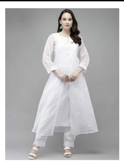Dyeable Noor Jaha Fine Kota Kurti with Dori Pattern & Matching Kota Pant | Elegant Women's Ethnic Wear