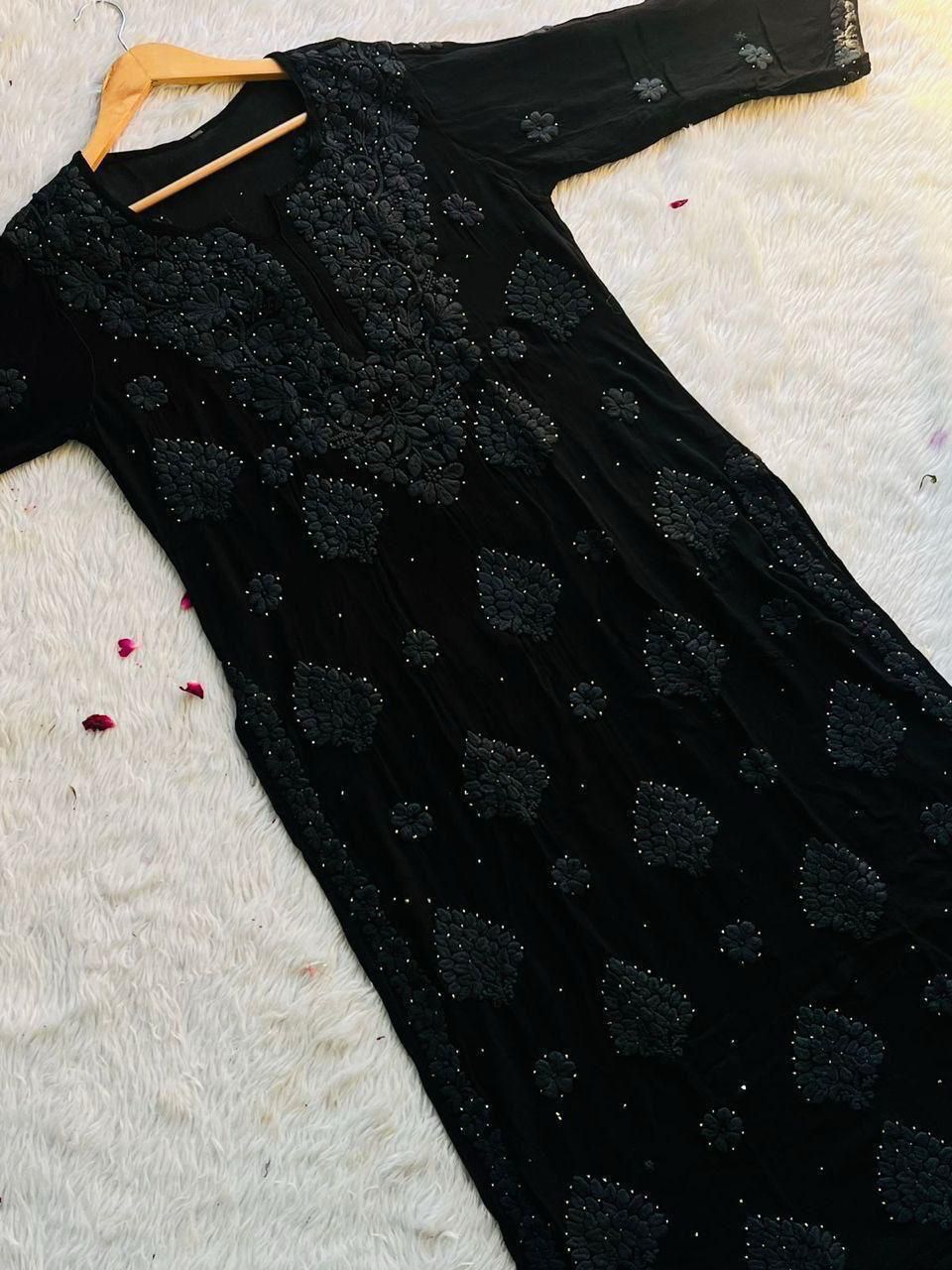 Viscose dyeable 3d work kurti set