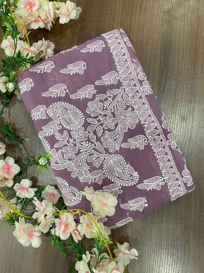 Beautiful Georgette Saree with Designer Lining Work Pallu & Blouse