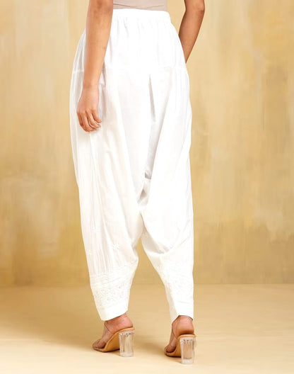 Hand Embroidered Lucknowi Chikankari Pure Cotton Salwar for Women | Dyeable Ethnic Bottom Wear