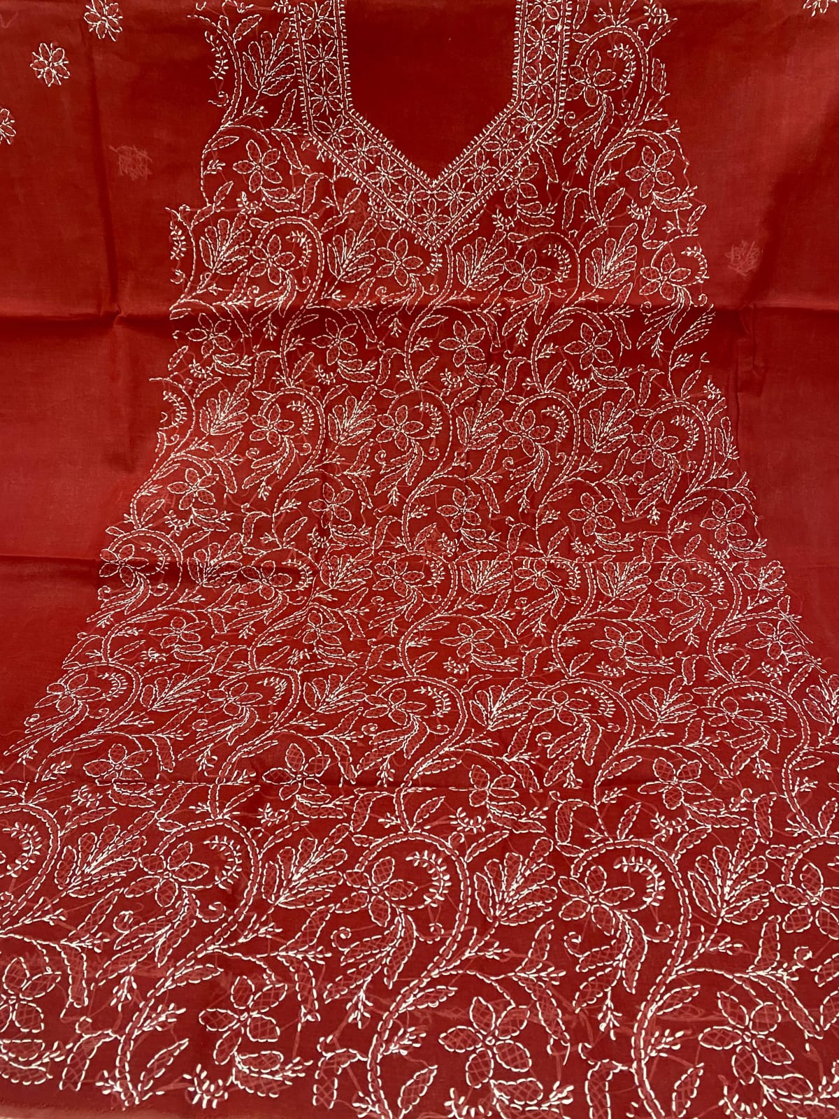 Pure Cotton 3 Pc Unstitched Suit with Front Jaal Chikankari & Cotton Dupatta