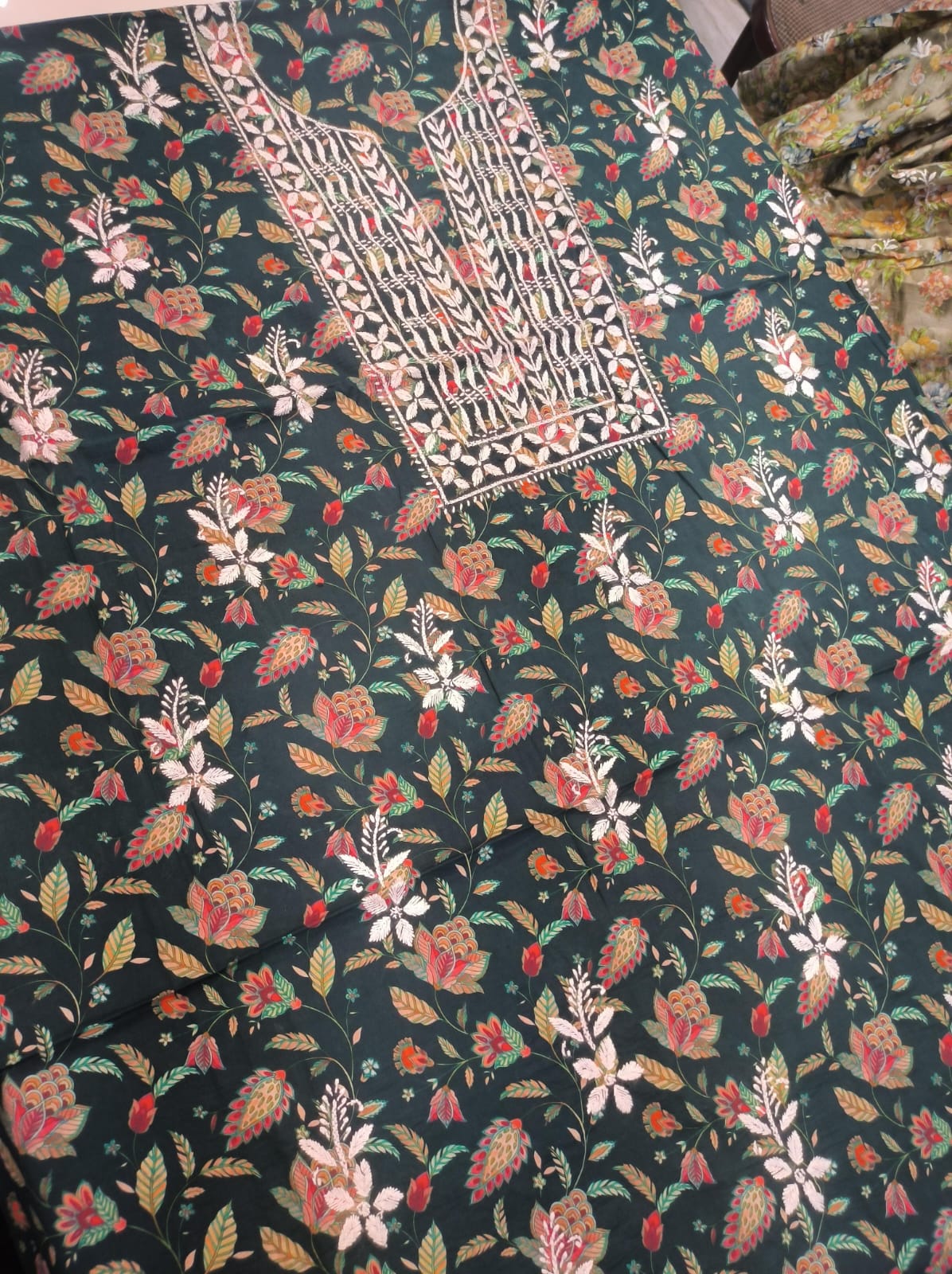 Beautiful Pure Printed Mul Mul Cotton with Fine Chikankari Work
