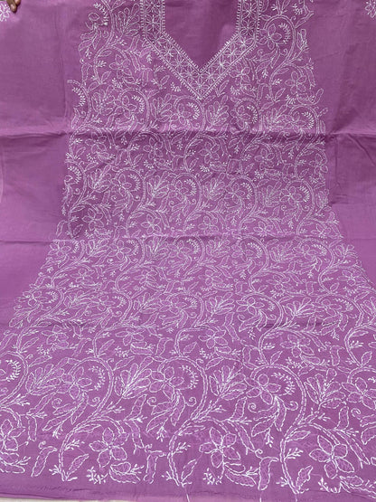 Pure Cotton 3 Pc Unstitched Suit with Front Jaal Chikankari & Cotton Dupatta