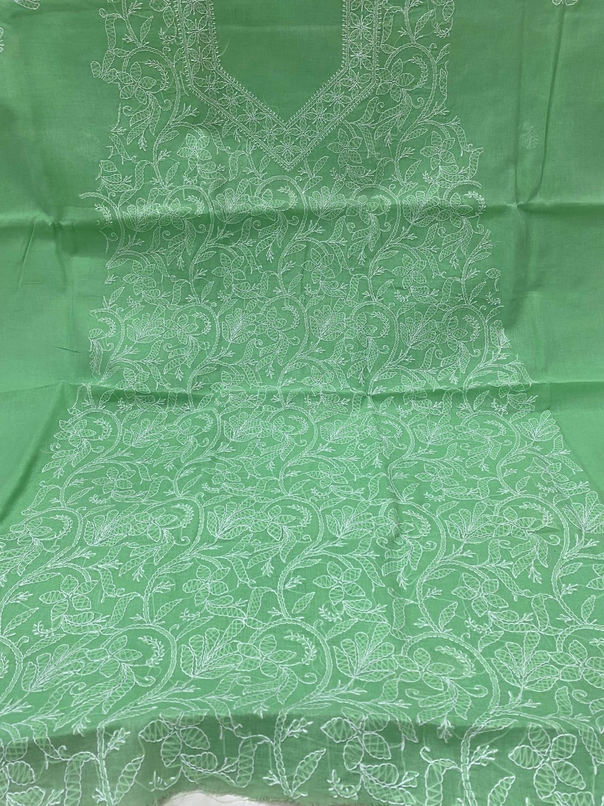Pure Cotton 3 Pc Unstitched Suit with Front Jaal Chikankari & Cotton Dupatta