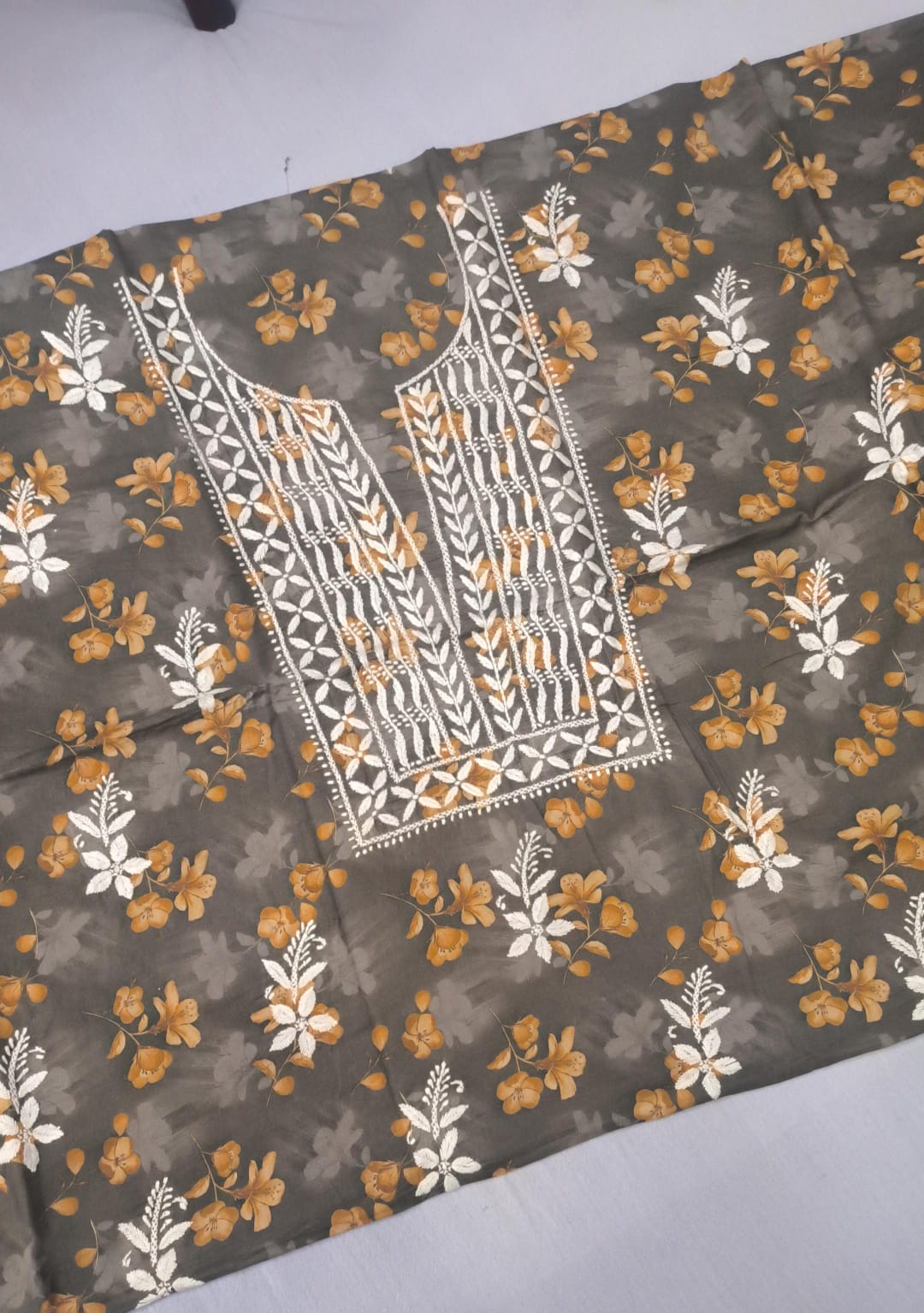 Beautiful Pure Printed Mul Mul Cotton with Fine Chikankari Work