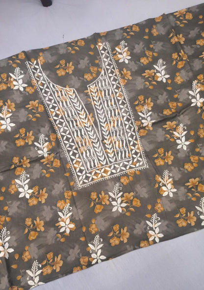 Beautiful Pure Printed Mul Mul Cotton with Fine Chikankari Work