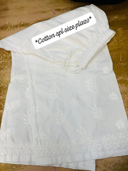 White Chikankari Bottoms for Women Plus Size Ethnic Pants