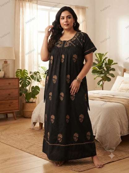 Plus Size Non-Transparent Cotton Nighty for Women | Comfortable Big Size Sleepwear